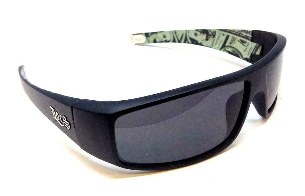 LocsSlim Rectangular Cash Money Print Wrap Around Sunglasses