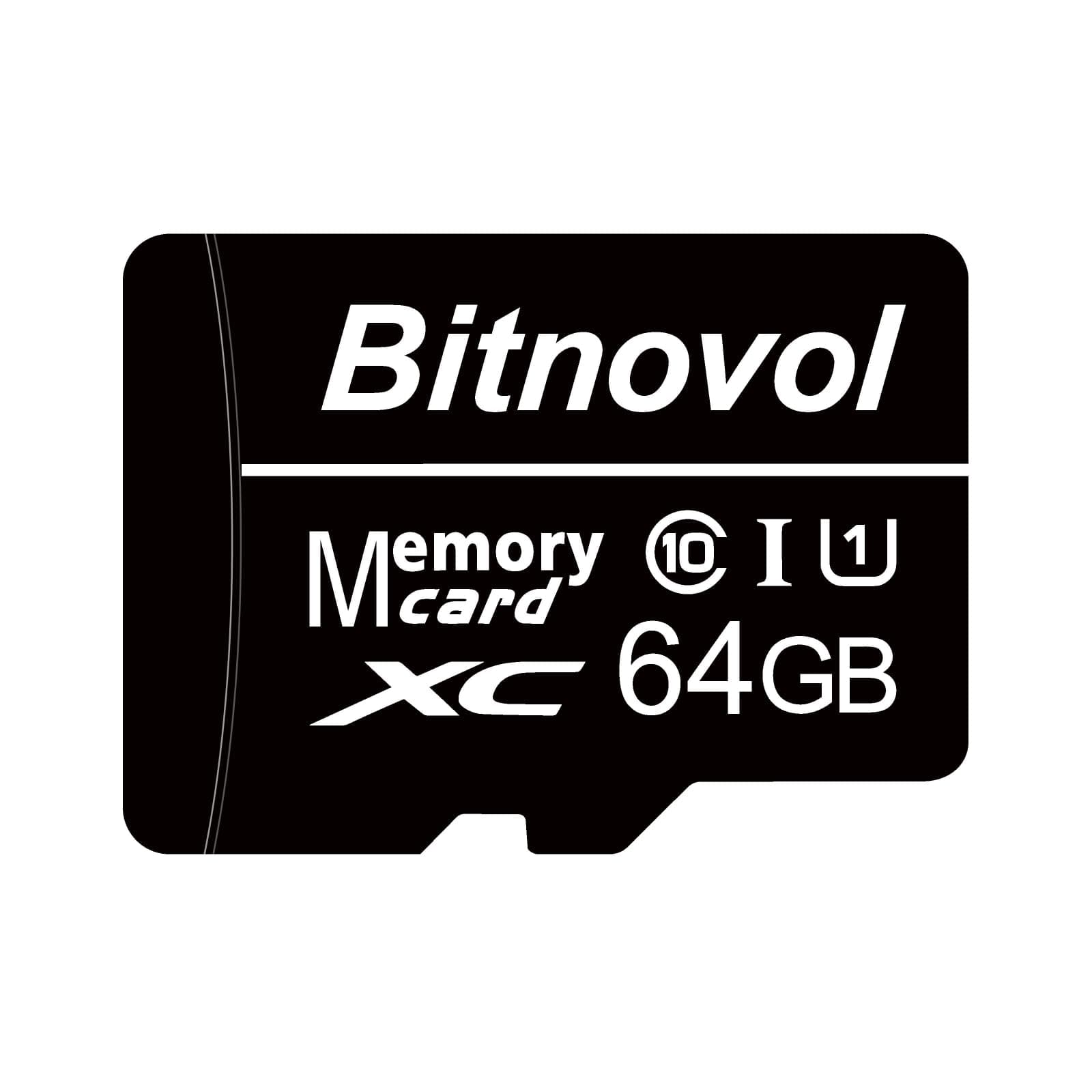 Bitnovol Micro SD Card 64GB for Security Cameras,Class 10,Read100MB/sec,Write 25MB/sec,64GB Micro SD Card for Camera Phone PC,Memory Card Close Match Bitnovol Smart Doorbell Camera,Video Doorbell Pro