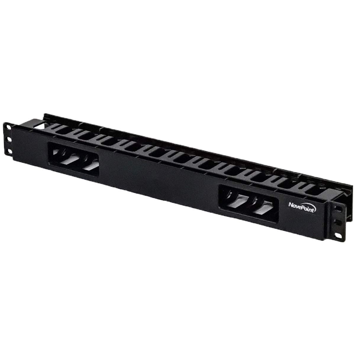 - Navepoint 1U Horizontal 19-Inch Rack Mount Cable Management Raceway Duct Panel with Cover Black