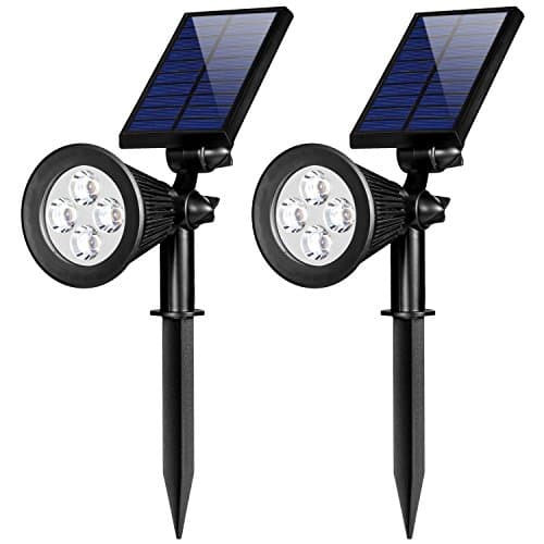 Solar Lights, 2-in-1 Waterproof 4 LED Solar Spotlight Adjustable Wall Light Landscape Light Security Lighting Dark Sensing Auto On/Off for Yard Garden Driveway Pool Area(2 Pack)
