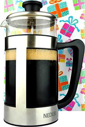 French Press Coffee Maker 34 oz - Tea Press - Gift Set - Comfortable Handle - Easy Clean - Coffee Press Stainless Steel - 1 liter 8 Cups - Gift Ideas - Birthday gifts for women and men