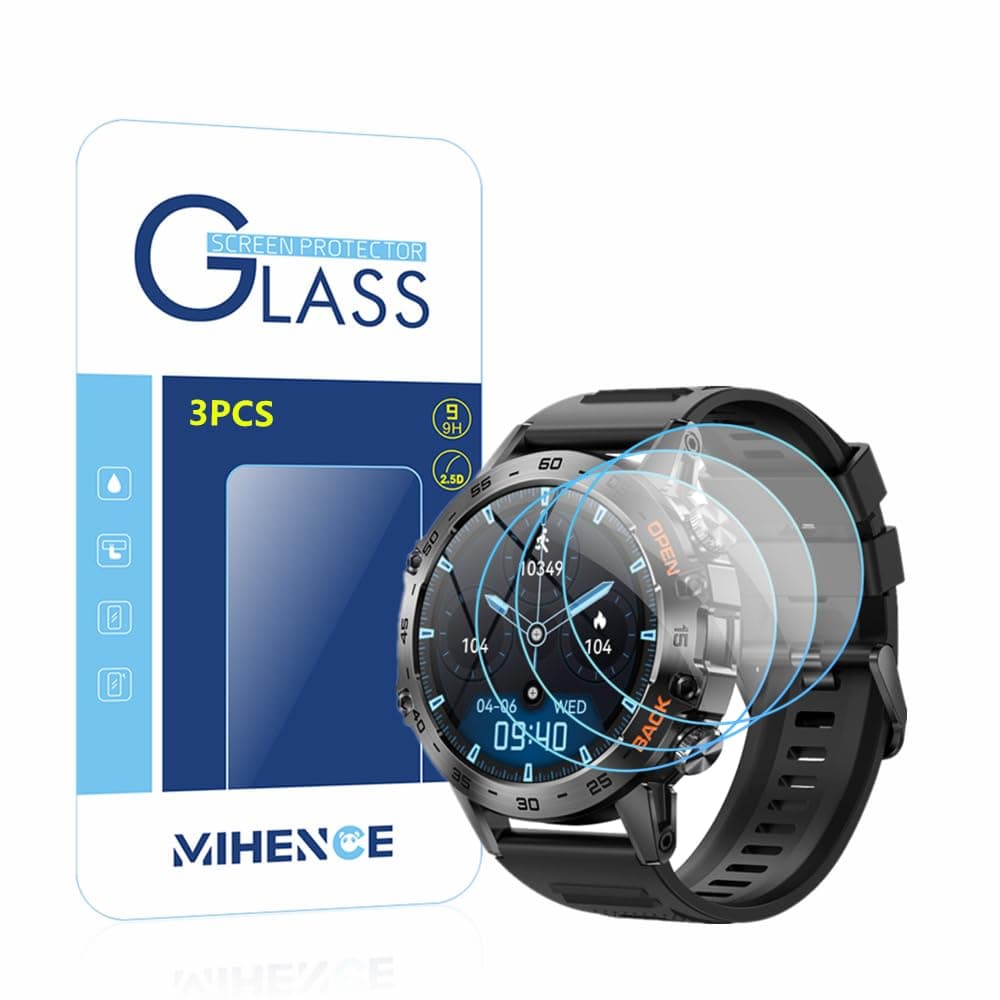 MIHENCEScreen Protector Compatible for K52 1.39 Inches Smartwatch , 9H Tempered Glass Protective Film Compatible for ESFOE K52 / SUNKTA K52 / Linwear K52 / ATEVENSE K52 / EIGIIS K52 1.39 Inches
