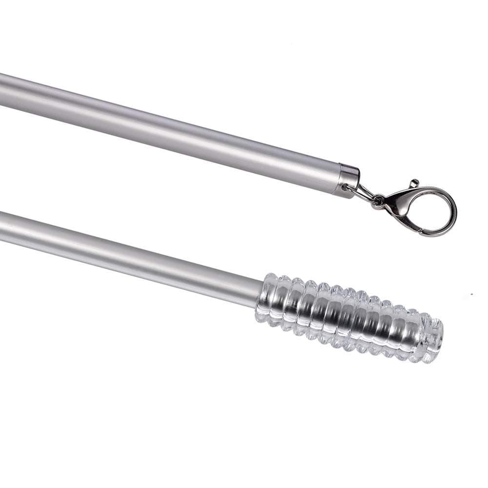 2-Pack - 48" Aluminum Universal Drapery Pull Rod Wand with Metal Snap, 1/2 Inch Wide (Aluminum)