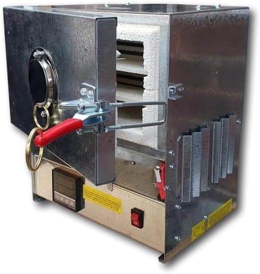 Compact, Table-top Electric Kiln: 2 Ceramic Shelves, Quartz Window and a Safety Switch (1000C/1832F) with Digital Temperature Controller.