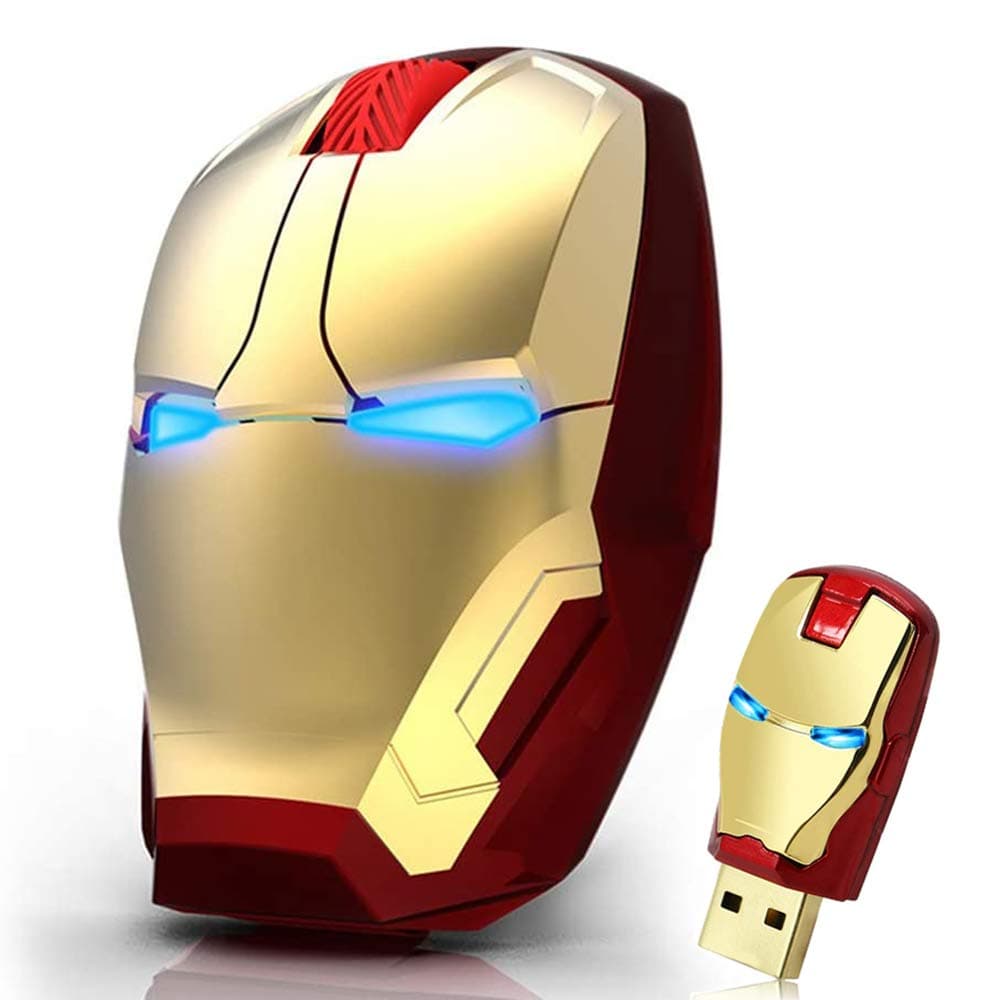 Ergonomic Wireless Mouse, Iron Man Mouse 2.4G Portable Mobile Computer Mouse Optical Mice with USB Receiver, Multi-color choicing, Best for Notebook, PC, Laptop, Computer, Macbook