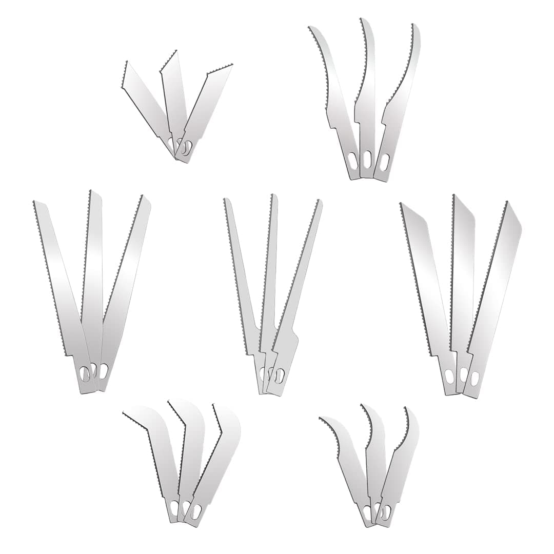 21PCS 7-Sizes Saw Blades with Plastic Box for Model Craft Hand Saw,Modeling Knife Hacksaw Replacement