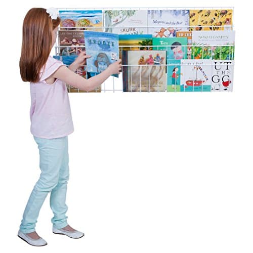 Book Rack. 4 Level Wall Mounted Rack Book Display Stand. 41.75" x 20.75", White (CIBR4019962244421)