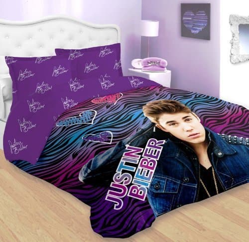 Justin Bieber Blue Pink Zebra Comforter Set Twin Size 2-piece Set