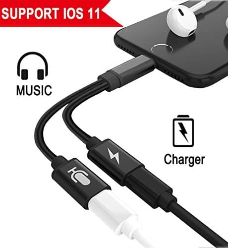 Lighting Adapter for Phone 8/8Plus Phone 7/7Plus Phone X Lighting Headphone Jack Adaptor Lighting Earphone Connecter with Phone Call + Audio + Charge Function Support iOS 11 and Later