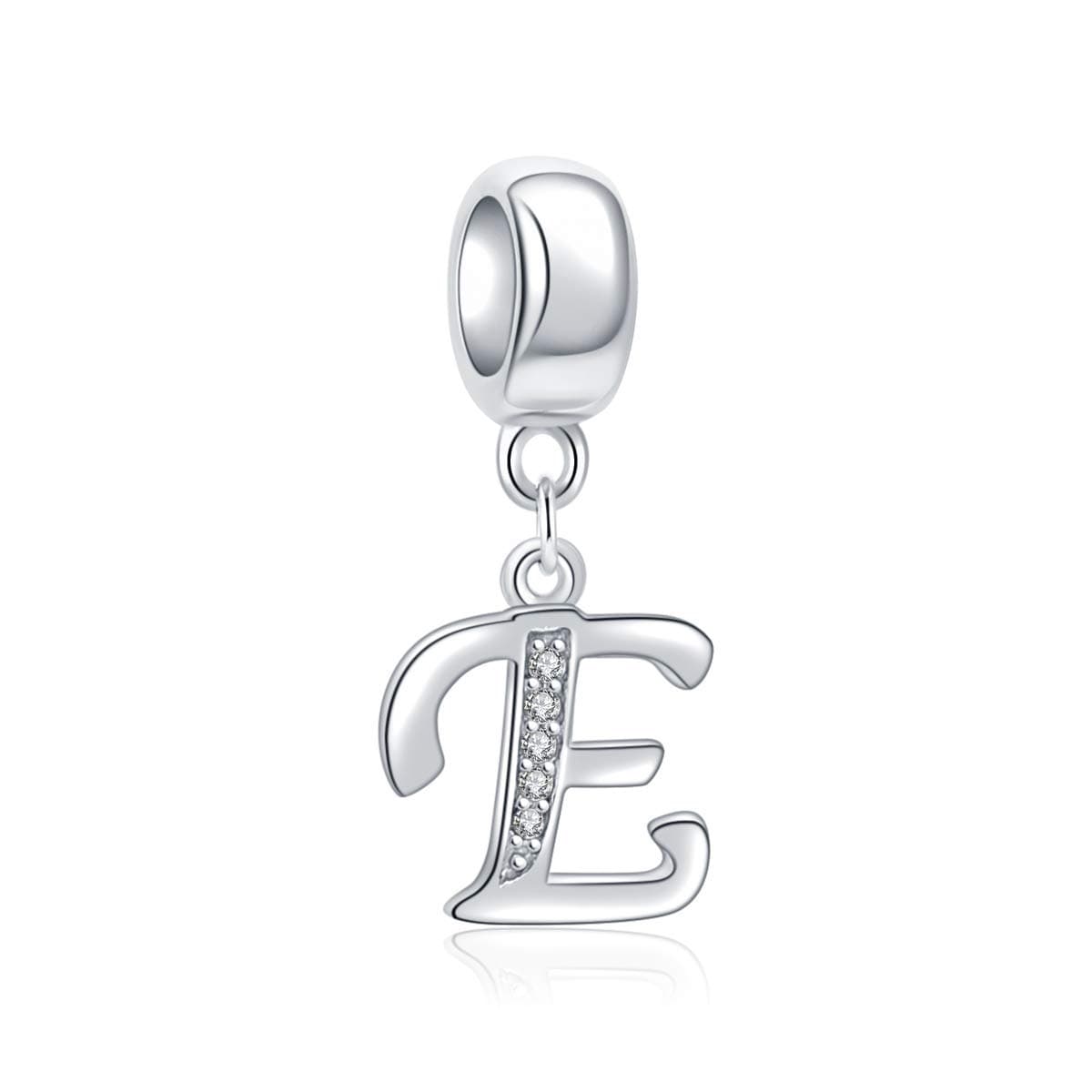 925 Sterling Silver Letter Beads Initial A-z Dangle Alphabet Crystal Charm Fits European Bracelet Gift for Mother Valentines day