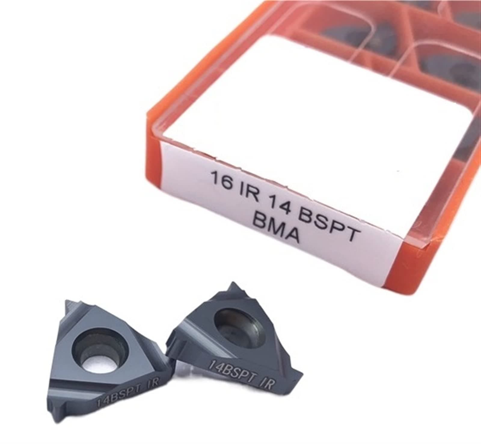 Carbide Insert External Turning Tool 10PCS 16ER 16IR 14BSPT BMA Lathe Threading Blades CNC Lathe Cutting Tools Carbide Thread Turning Tools (Size : 16IR 14BSPT BMA, Color : 10PCS)