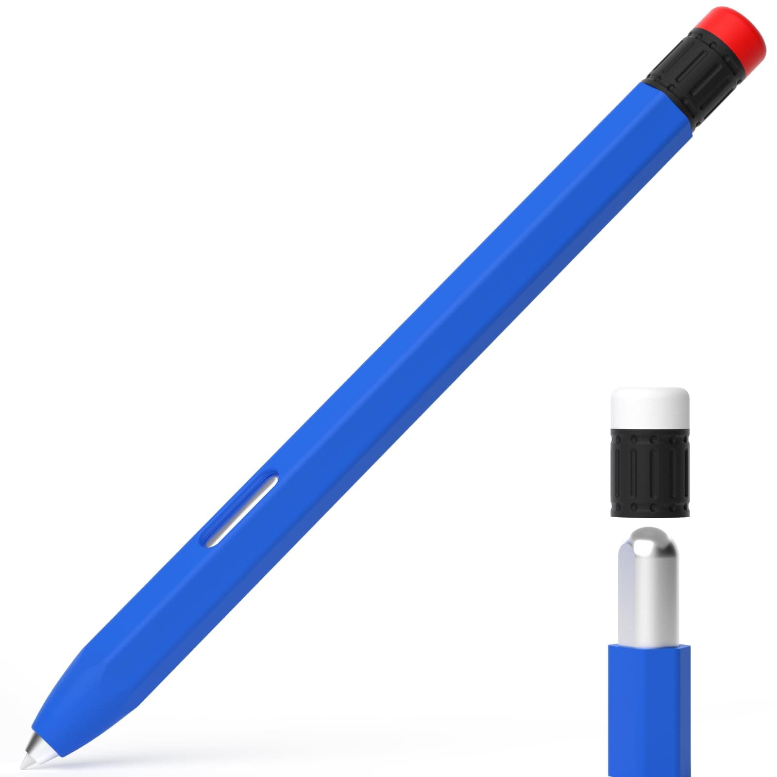 AZF Compatible with S Pen case,Samsung Galaxy Tab S7/S7+/S7 FE/S8/S8+/S8 Ultra/S9/S9+/S9 Ultra Pencil Case Classic Design Silicone Protective Sleeve, Support Magnetic Charging (Blue)