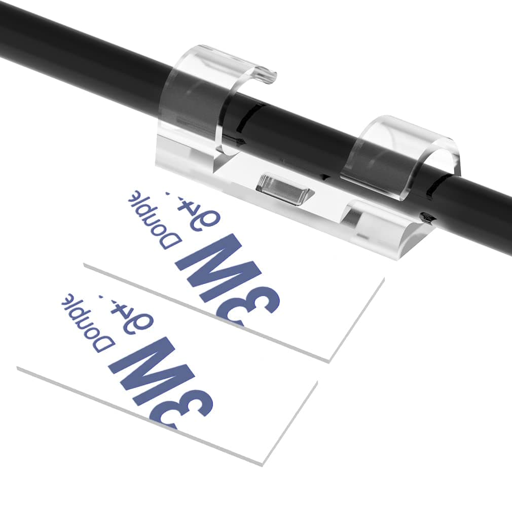 Chesbung 40Pcs Transparent Cable Clips - Strong Self-Adhesive Pad Wire Holder, Organizer for Desk, Wall, Computer & Electrical Cords