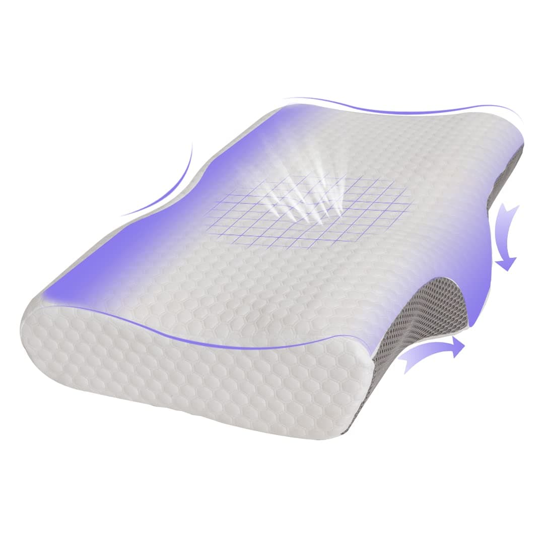 Good Nite Cervical Memory Foam Pillow Firm Support for Neck and Shoulder Pain Groove Neck Support Orthopedic Pillow for Side Back Stomach Sleepers with Removable Cover 36x60x13/10cm (White)