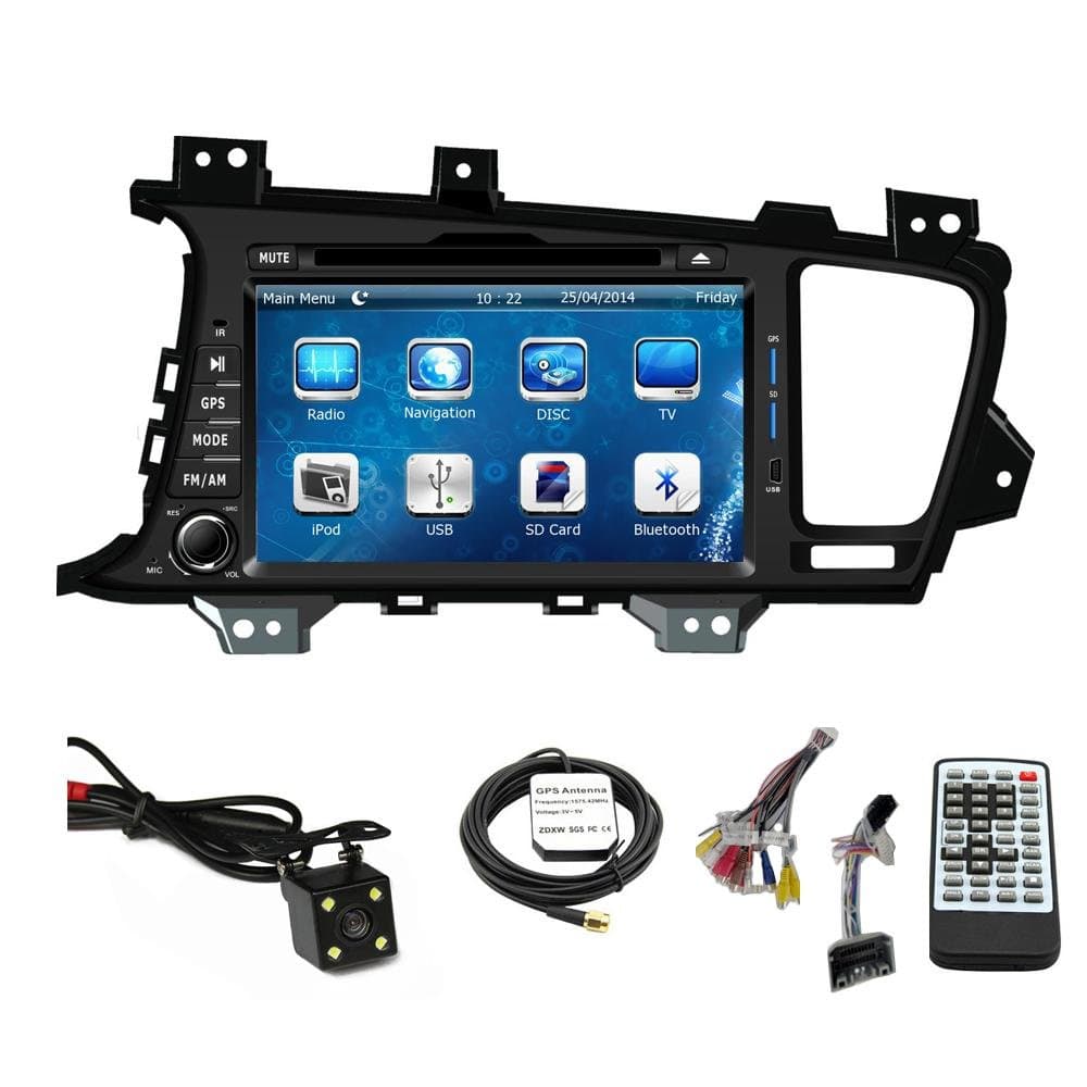 TLTek 8 inch Touch Screen Car GPS Navigation System for Kia Optima 2011 2012 2013 DVD Player+Backup Camera+North America Map