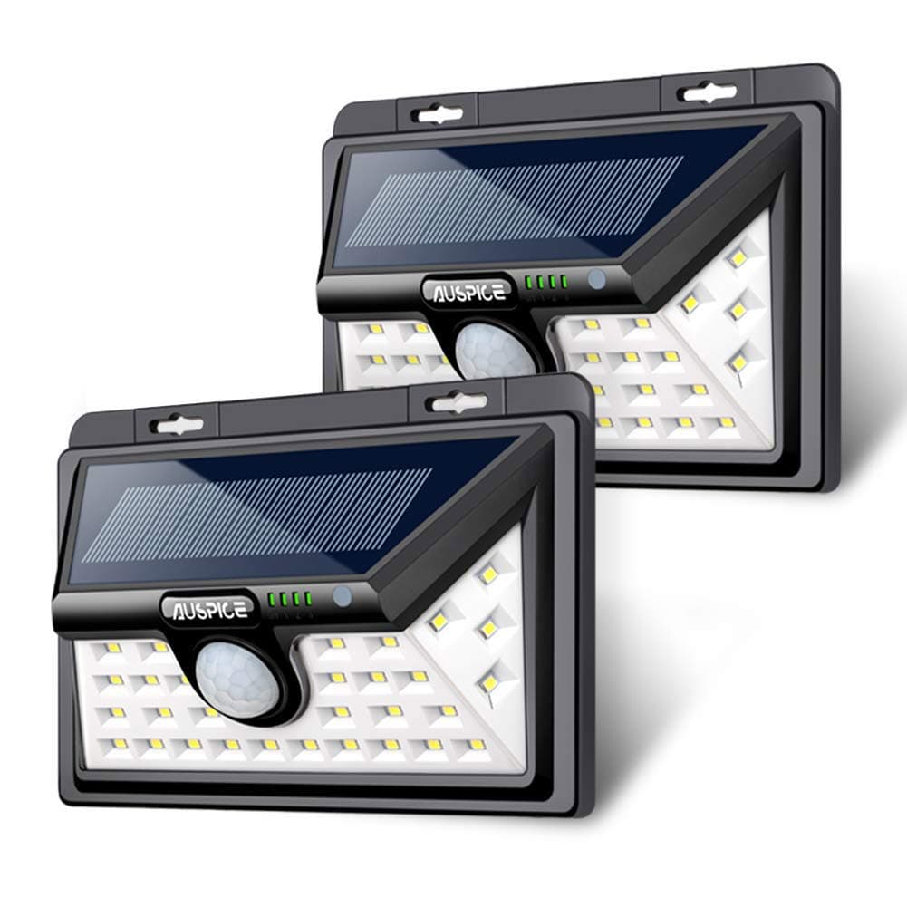 AUSPICE Solar Lights Outdoor, Upgraded 3 Optional Modes Motion Sensor Lights, IP65 Waterproof, 270° Wide Angle LED Solar Light for Step Stairs,Yard,Garden,Garage,Deck (Black2)