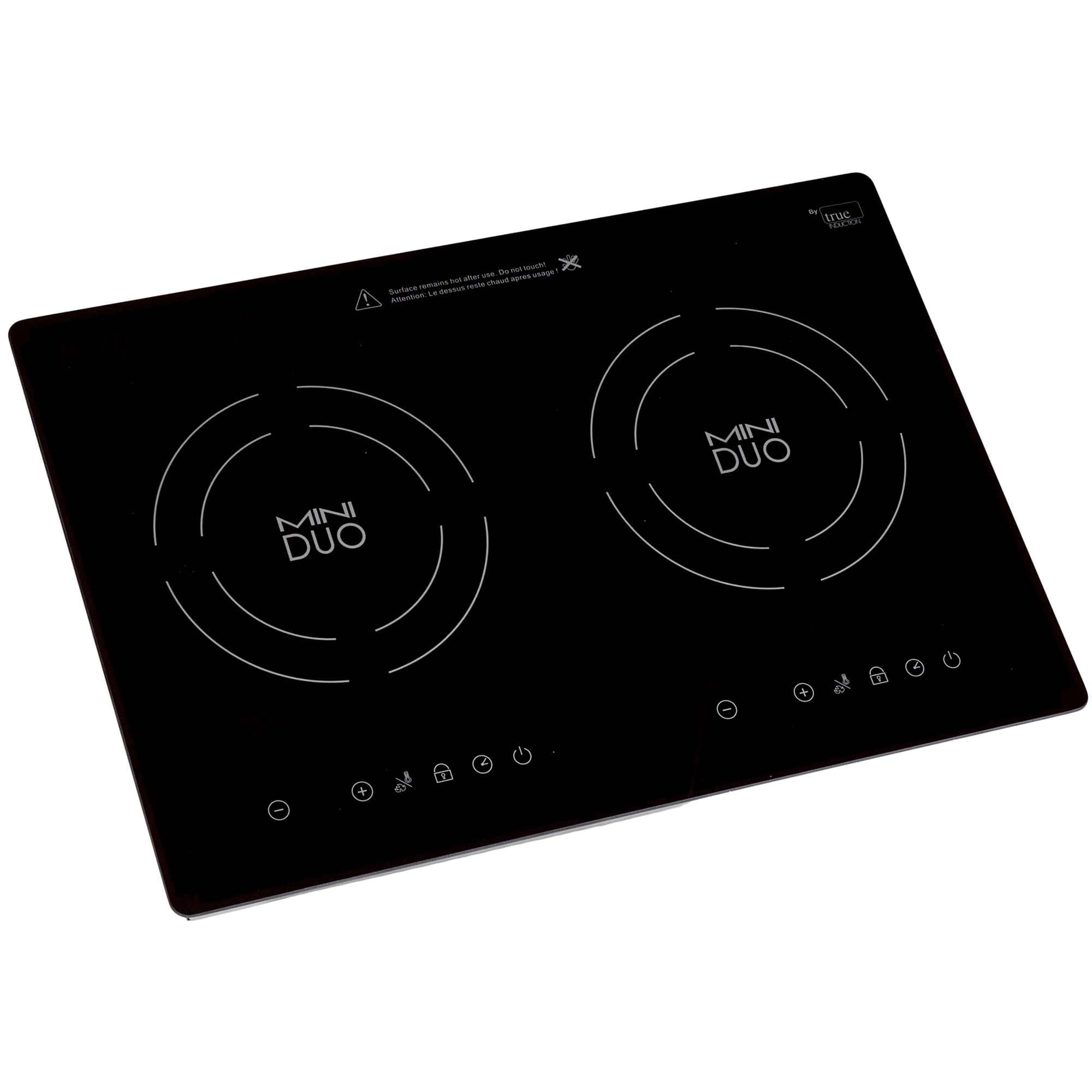 True Induction MD-2B 20 inch Built-in Mini Duo Induction Glass-Ceramic Cooktop, 1750W, UL858 Certified