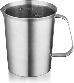 CURTA 18/8 Stainless Steel Measuring Cup with Handle and Pour Lip (Stainless Steel, 16 OZ (2 Cup, 500 ML))