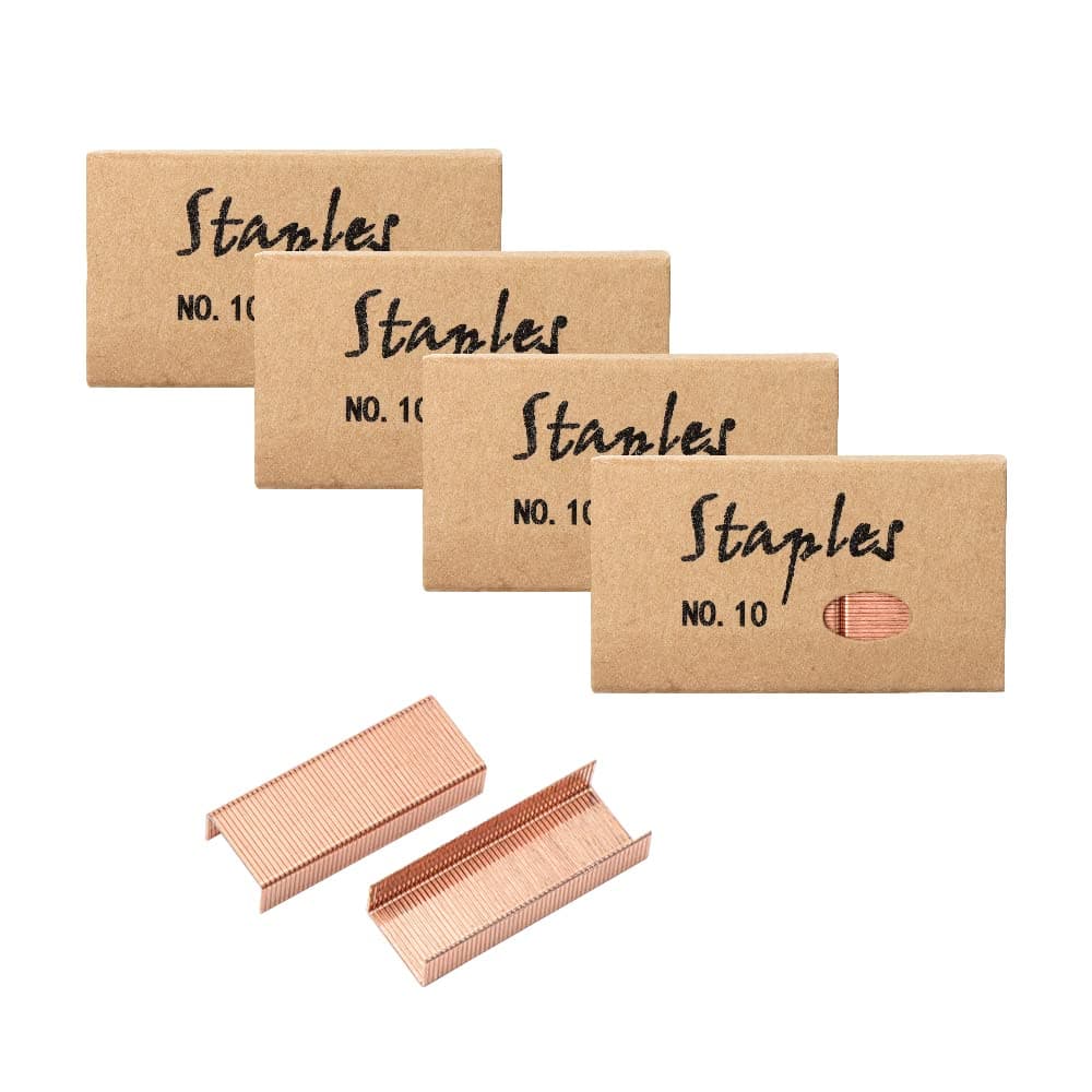 Staples Set - 4 Pack Rose Gold Mini Staples #10 Refill, Jam Free, 1000pcs Per Pack