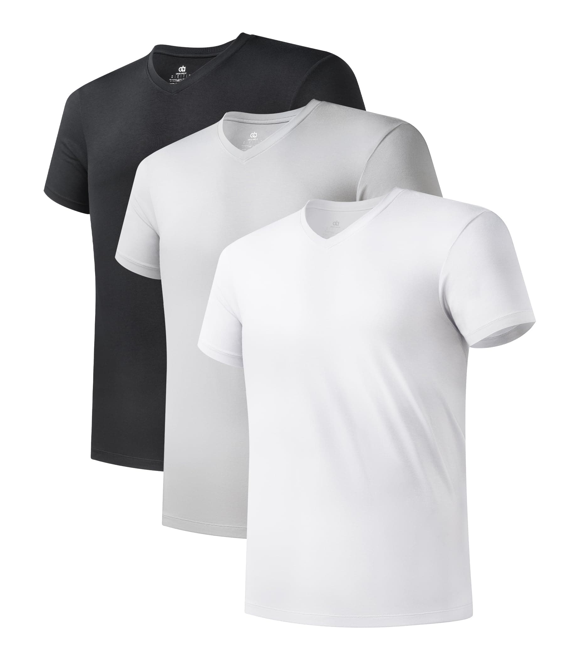 David Archy Men's 3 Pack Micro Modal Underwear Soft Comfy V-Neck Undershirts (M, Black/White/Light Gray)