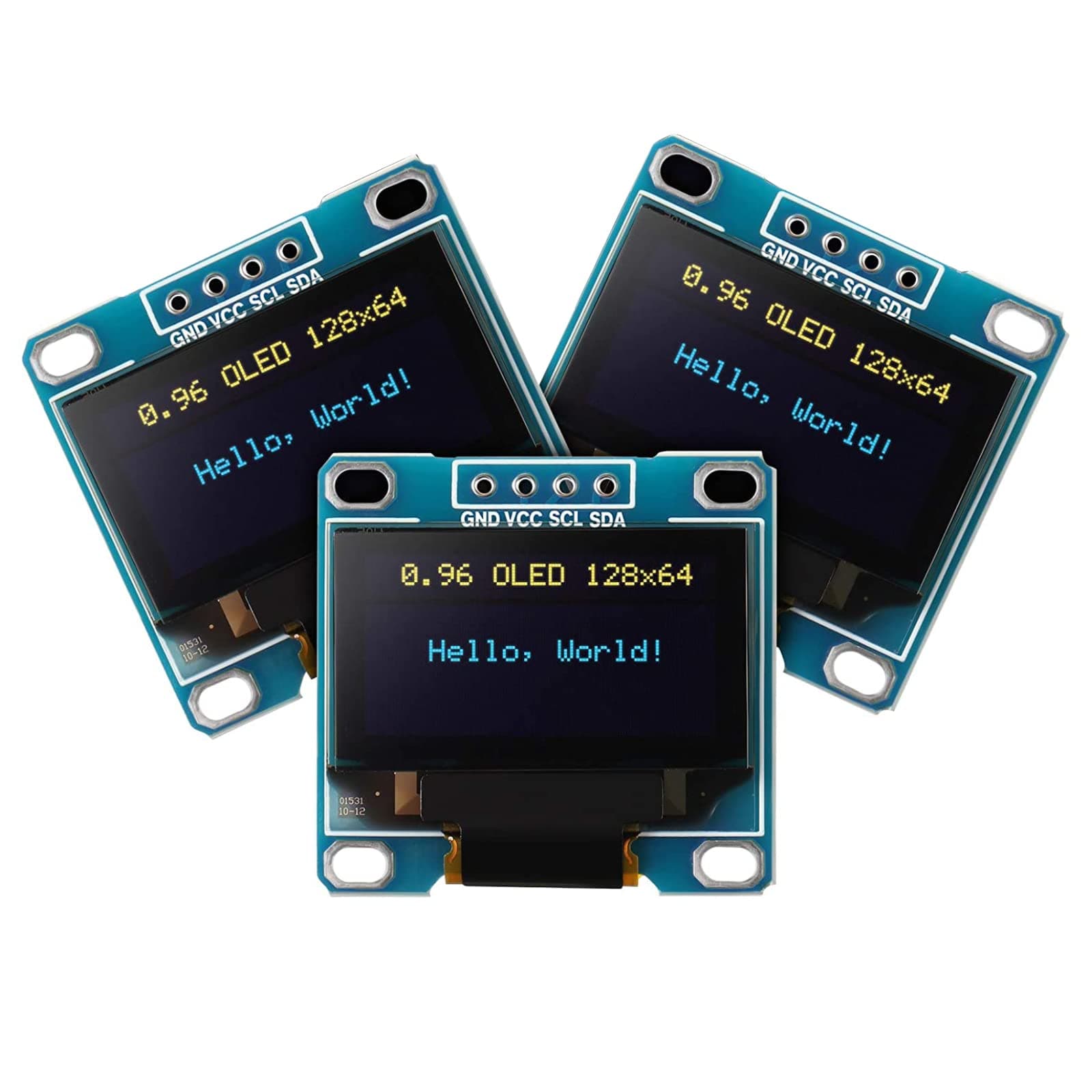 3PCS 0.96 Inch OLED Module 12864 128x64 Driver IIC I2C Serial Self-Luminous Display Board Compatible with Arduino PI (Blue and Yellow)
