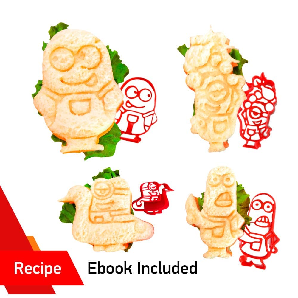 MINION SANDWICH CUTTERS – Includes 4 Different Molds - Perfect for Making Cookies, Mini-Sandwiches, Shaped Cheese, Fruits, Ham and Bologna (a. Minion Set)