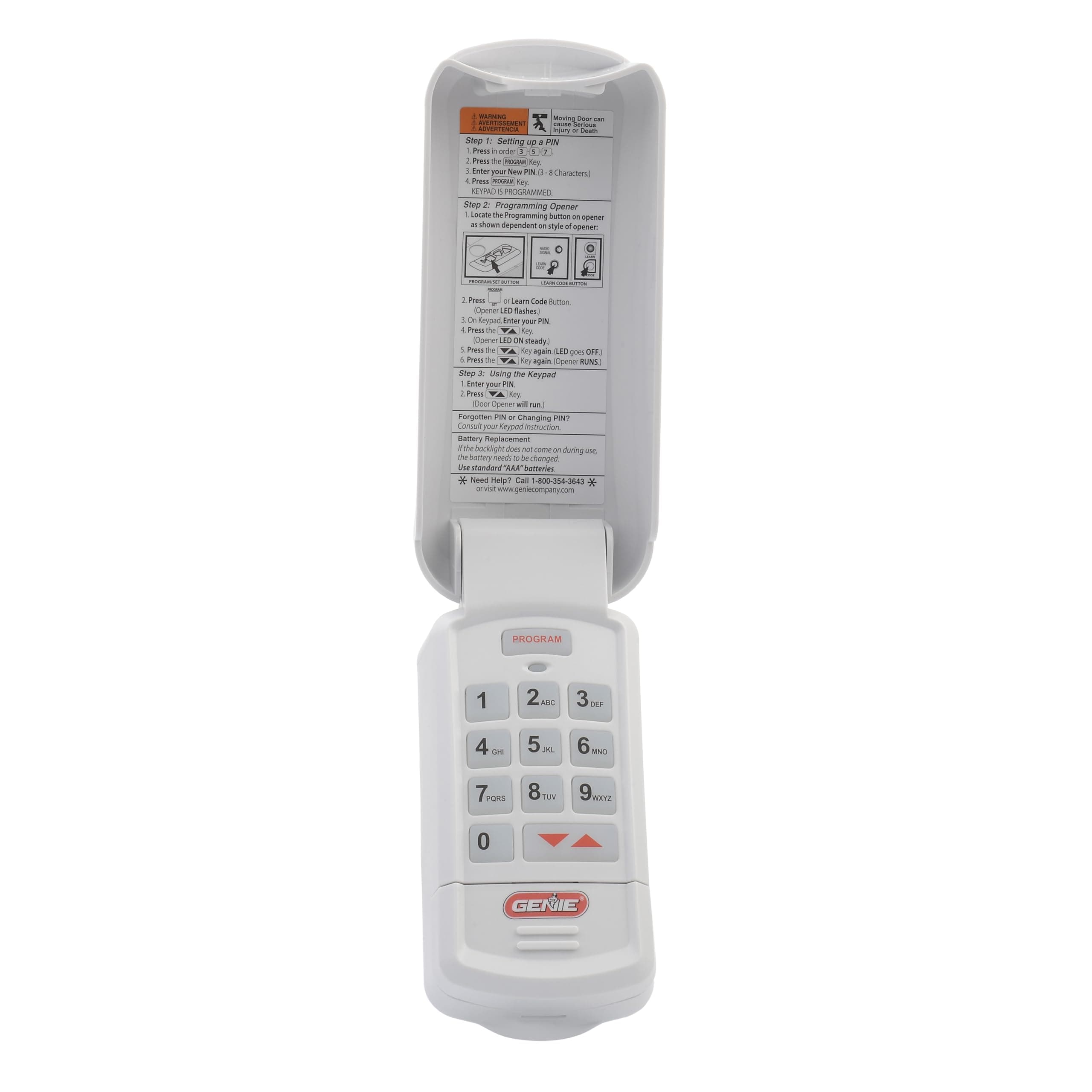 Genie Garage Door Opener Wireless Keyless Keypad - Safe & Secure Access - Compatible with All Genie Intellicode Garage Door Openers - Easy Entry into the Garage With a PIN - Model GK-R, White