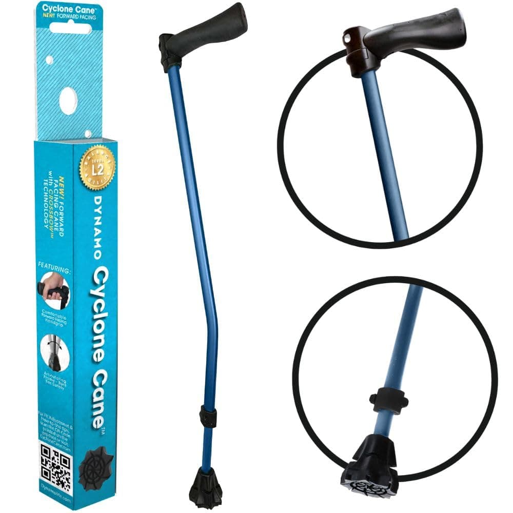 Dynamo Cyclone Cane for Stability and Balance - Standard and Adjustable (Blue)