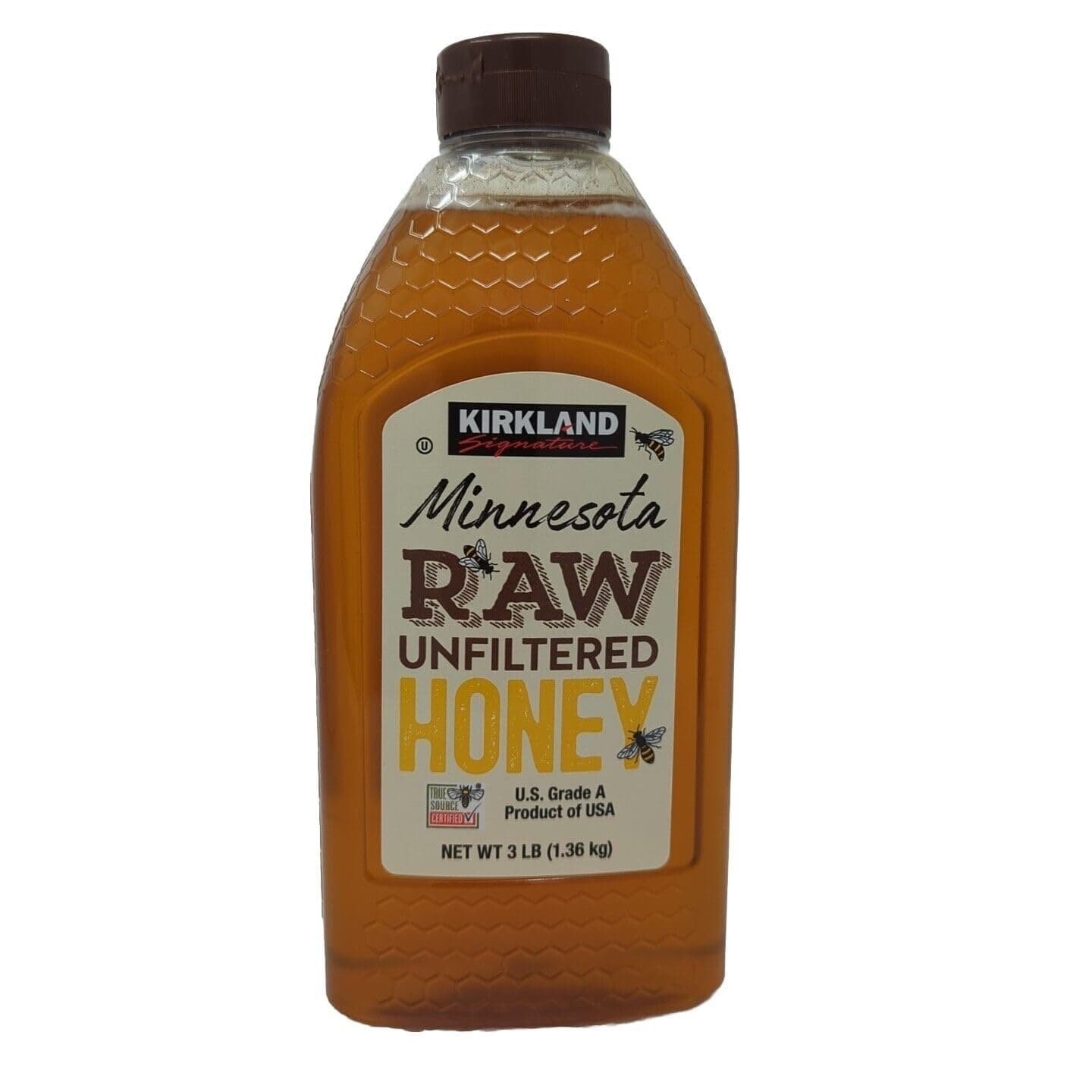 Minnesota Raw Unfiltered Honey US Grade A - True Source Certified, 3 lb Plastic Bottle - Kirkland Signature