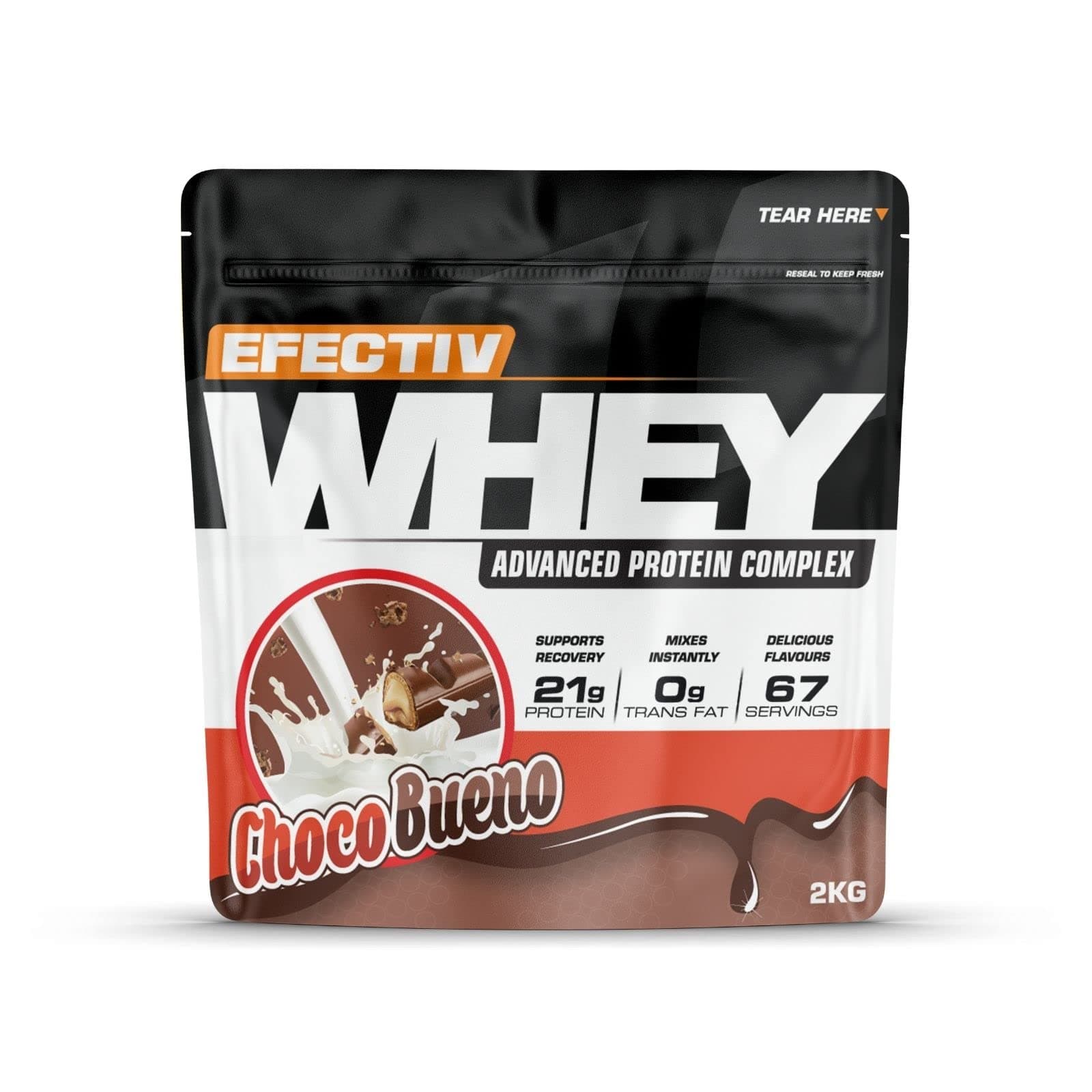 EFECTIVWhey Protein - Advanced Protein Complex - 67 Servings - 21g of Protein - Gluten Free - Vegetarian Friendly - Mixes Instantly (Choco Bueno, 2kg)