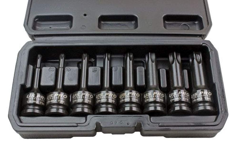 US Pro 8pc 1/2 Impact Torx TRX-Star Socket Bit Set T30-T80 Cr-Mo 80mm Long B3315