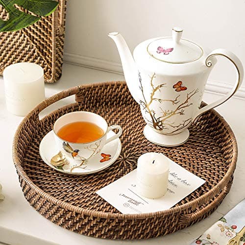 Rattan Ottoman Tray with Handles