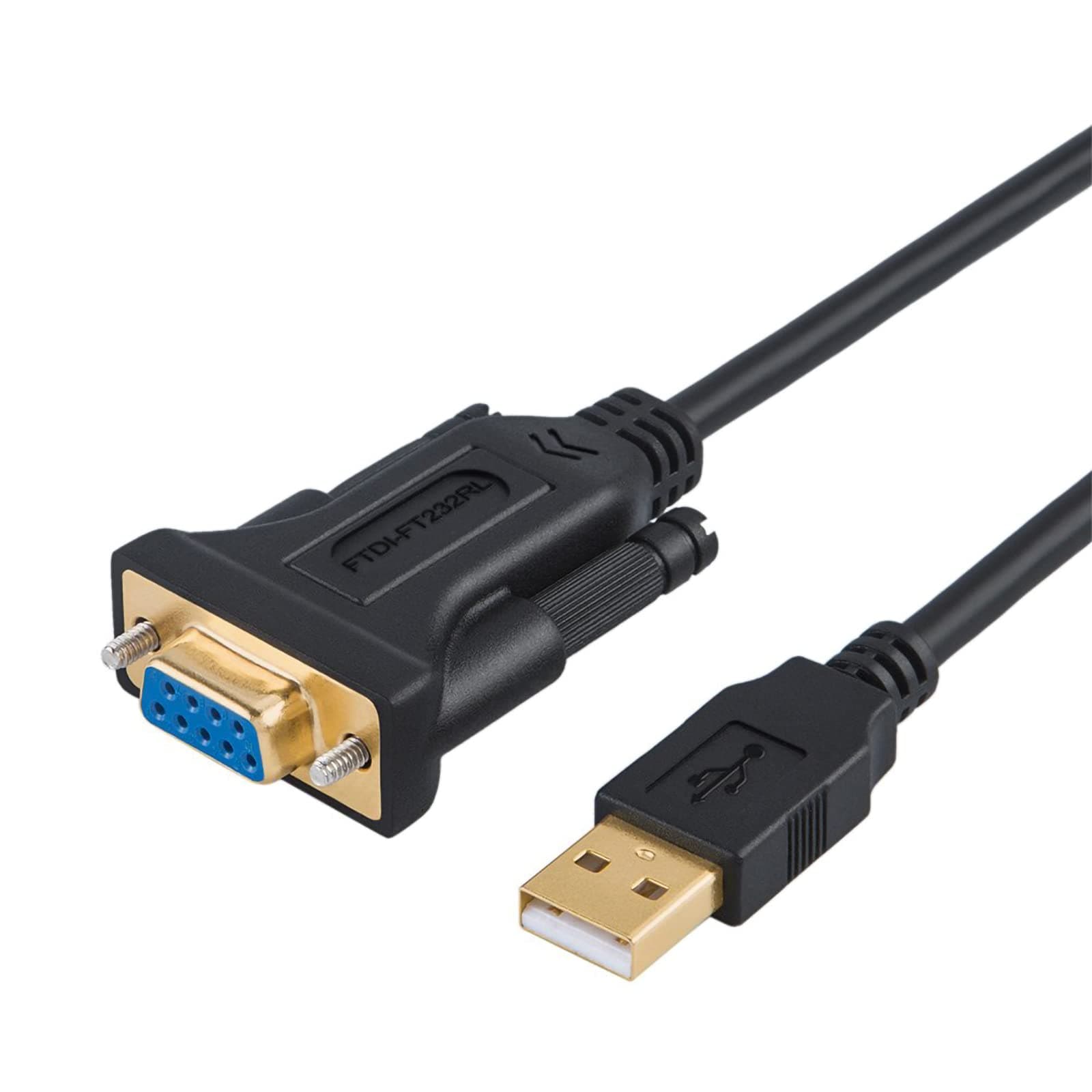CableCreation USB to RS232 Serial Adapter (FTDI Chipset), USB to RS232 Gold Plated DB9 Serial Converter Cable for Windows 11, 10, 8.1, 8, 7, Vista, XP, 2000, Linux and Mac OS X, macOS, 6.6 Feet/2M