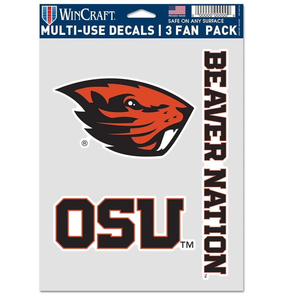 WinCraftNCAA Oregon State Beavers Decal Multi Use Fan 3 Pack, Team Colors, One Size