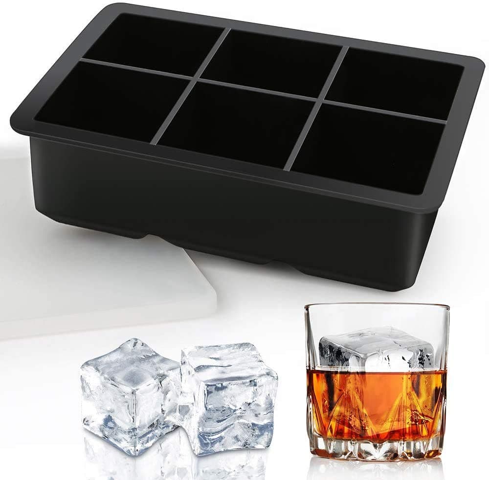 Ice Cube Tray Silicone Ice Cube Tray Big Size Ice Cube Molds for Whiskey&Cocktails,Keep Drinks Chilled,Reusable & BPA Free Size (4.5 x 6.5Inch,Cube -2 x 2 Inch)(Square 6 Grid Tray)