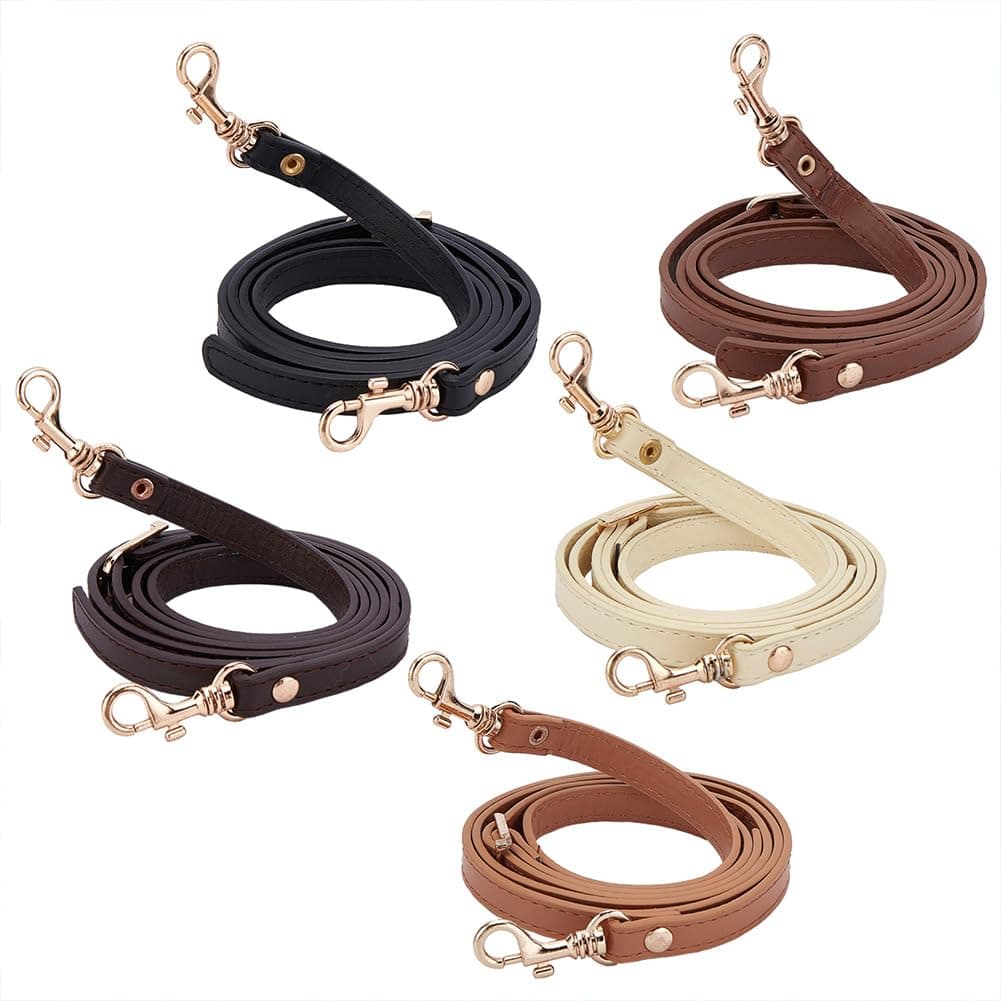 PH PandaHall 5 Colors Adjustable Leather Replacement Strap Handles Purses Straps Shoulder Bag Crossbody Handbag Strap with Golden Swivel Lobster Buckles for Handbag Craft, 43~50 Inch