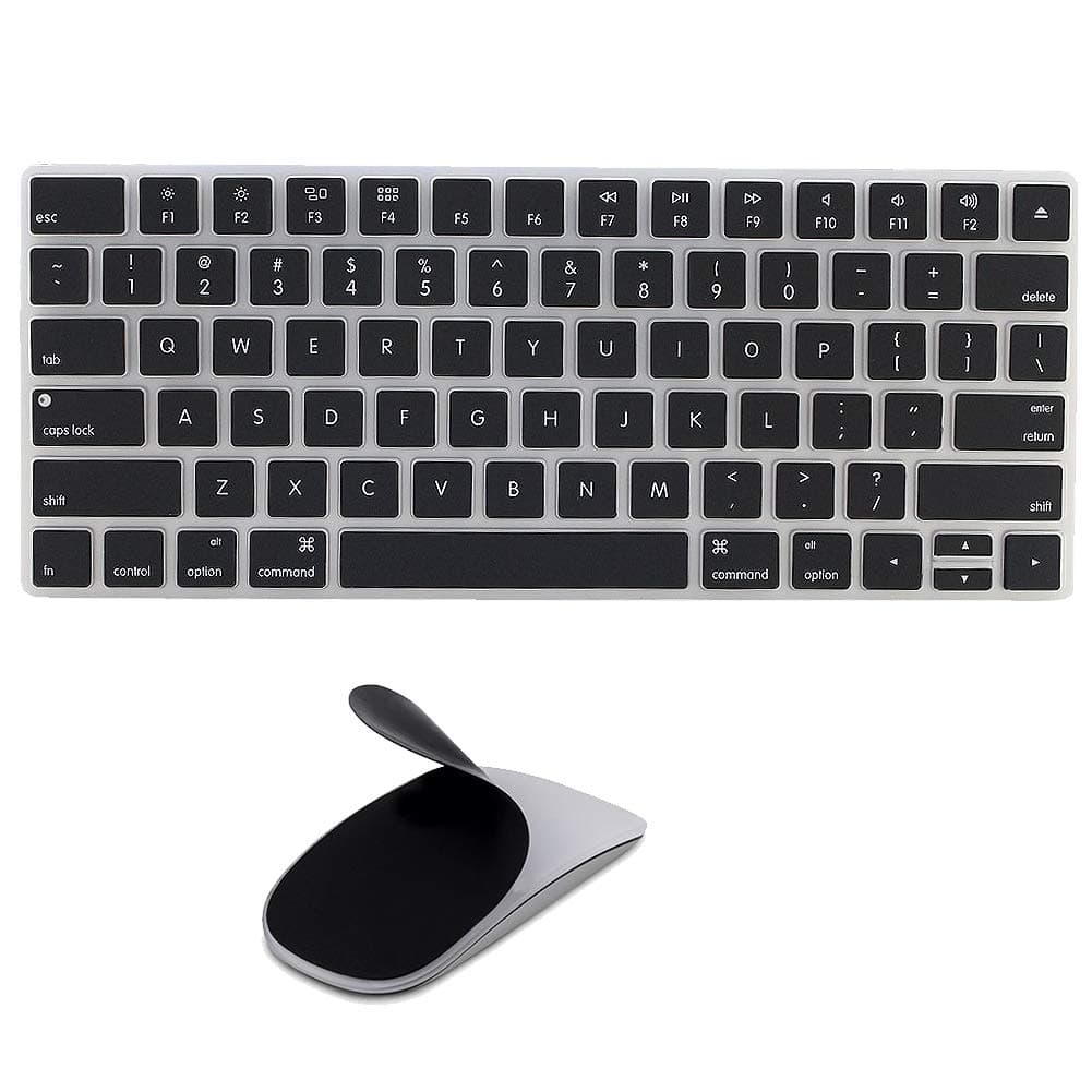 JIFF ® 2 in 1 Bundle - Silicone Soft Skin Protector Covers for Apple Magic Keyboard (MLA22LL/A) with US Layout and MAC Apple Magic Mouse (Black)