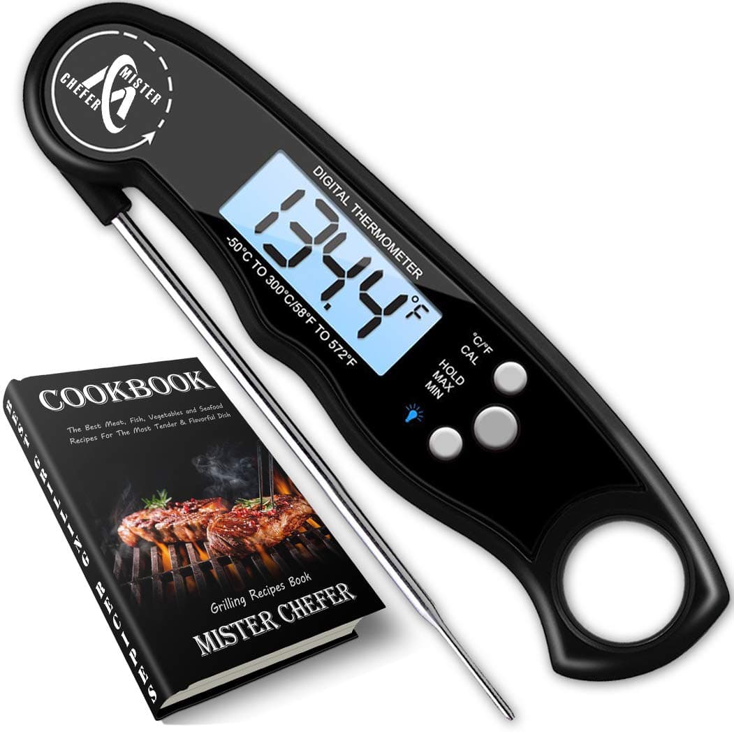 Instant Read Thermometer Best Waterproof Digital Meat Thermometer with Backlight and Calibration functions Food Thermometer for Outdoor and Kitchen Cooking