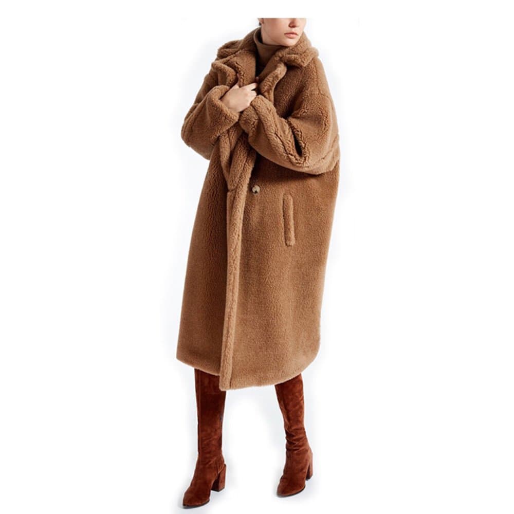 Carmonoudi Teddy Bear Icon Coat (Camel, Large)