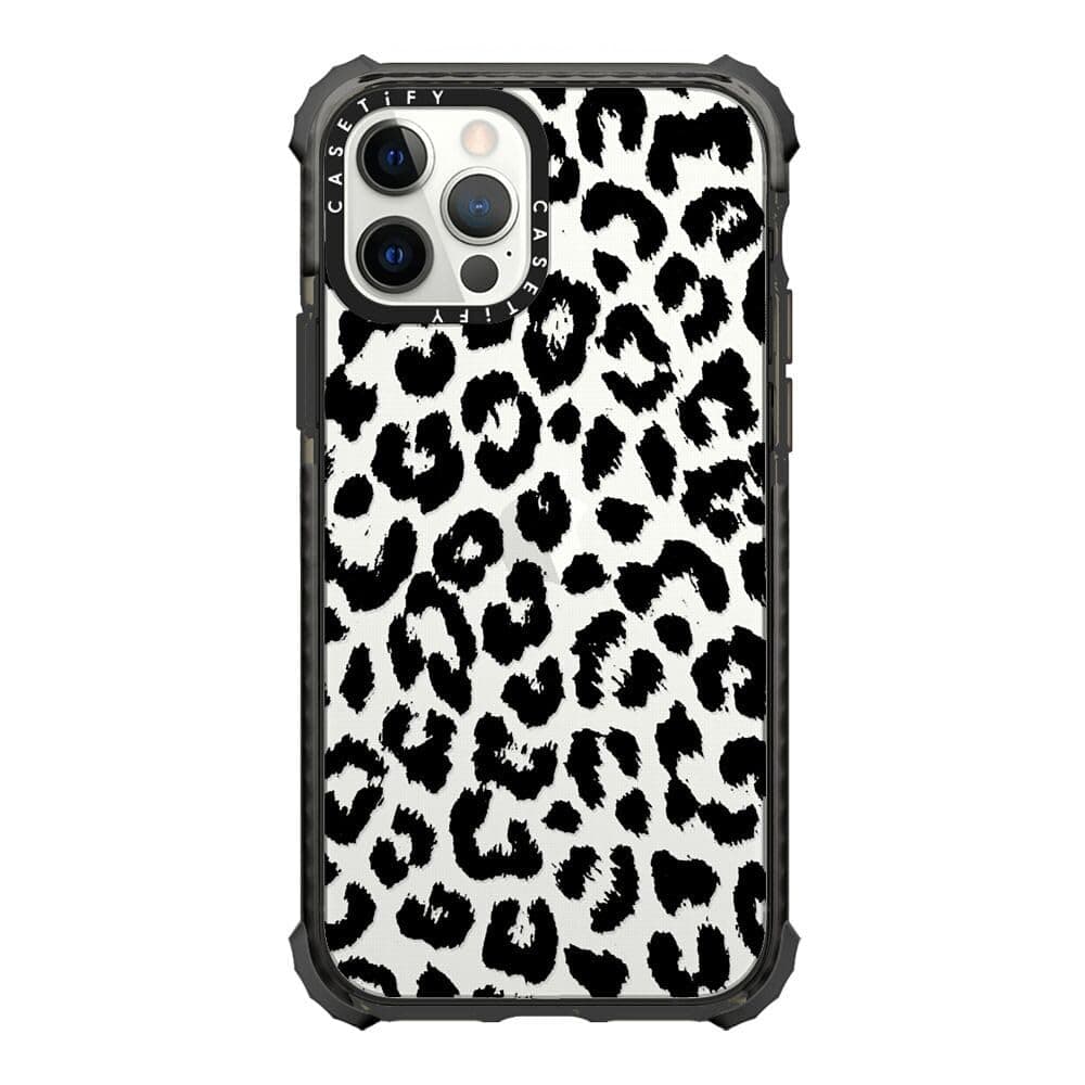 CASETiFY Ultra Impact Case for iPhone 12 / iPhone 12 Pro - Black Transparent Leopard - Clear Black