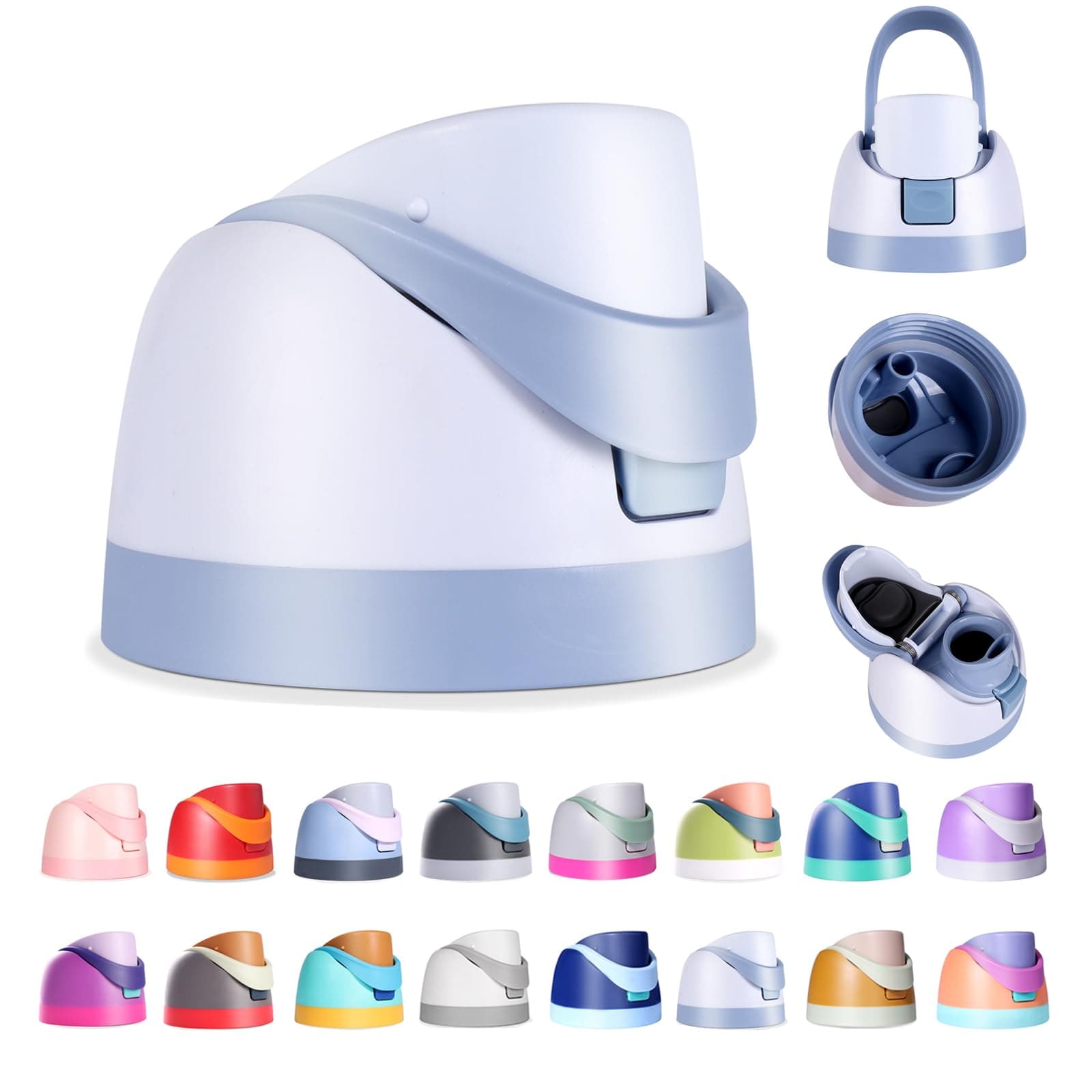 Replacement Lid for Owala Freesip, Compatible with Owala Cup 16oz 24oz 32oz 40oz, One Button Water Bottle Top Lid Replacement Accessory, Leakproof, BPA-Free, Light Blue