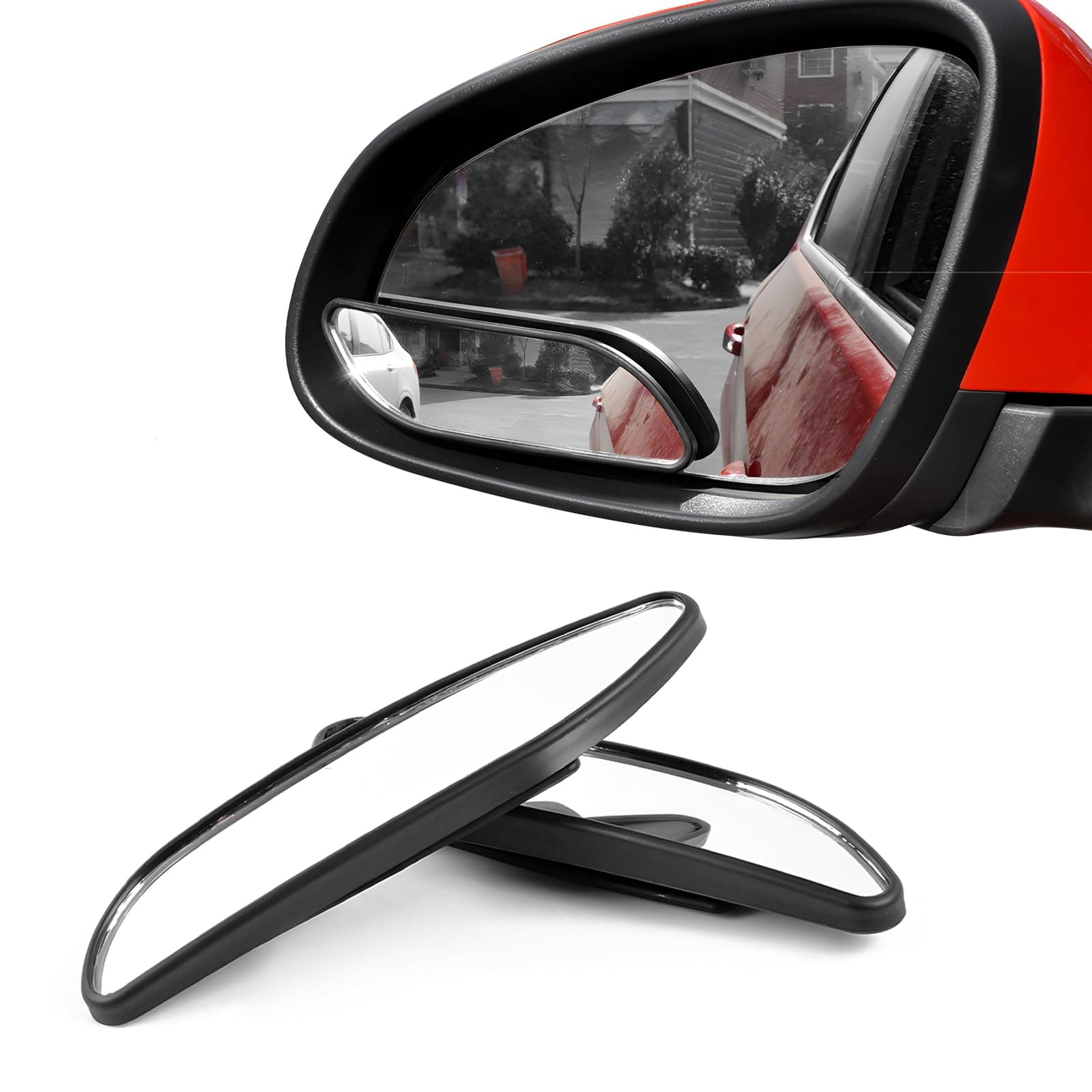 2PCS Blind Spot Car Mirror, Rectangular HD Glass Wide Angle Rearview Mirror with Adjustable Stick, Long Framed ABS Housing Convex Side Rear View Mirrors for Car SUV Truck (2 PCS)