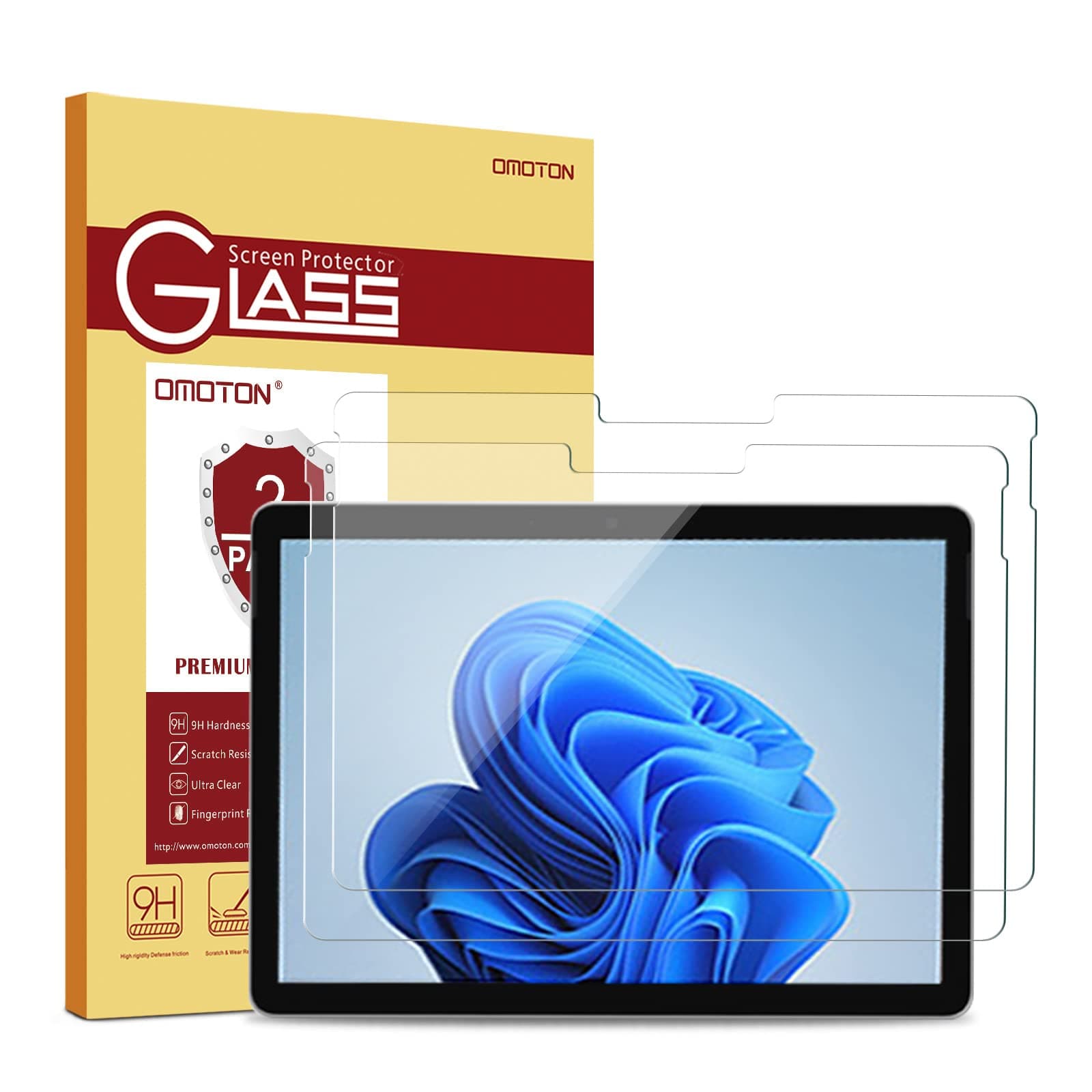 OMOTON 9H Hardness HD Tempered Glass Screen Protector for Microsoft Surface Go (10 inch, 2018 Released) - 2 Pack