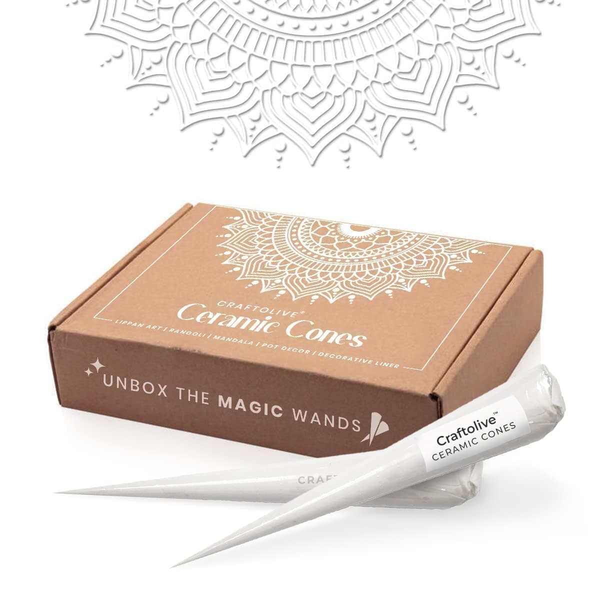 Ceramic Cones White Paste for Arts & Crafts, Lipan Art and Decorative Purposes (Artist Friendly), Pack of 6 Cones