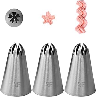 2F Piping Tip,Drop Flower Icing Piping Nozzle Decorating Tip 2F for Baking Pastry Cake Cupcake Cookie Decorating,3 Pcs