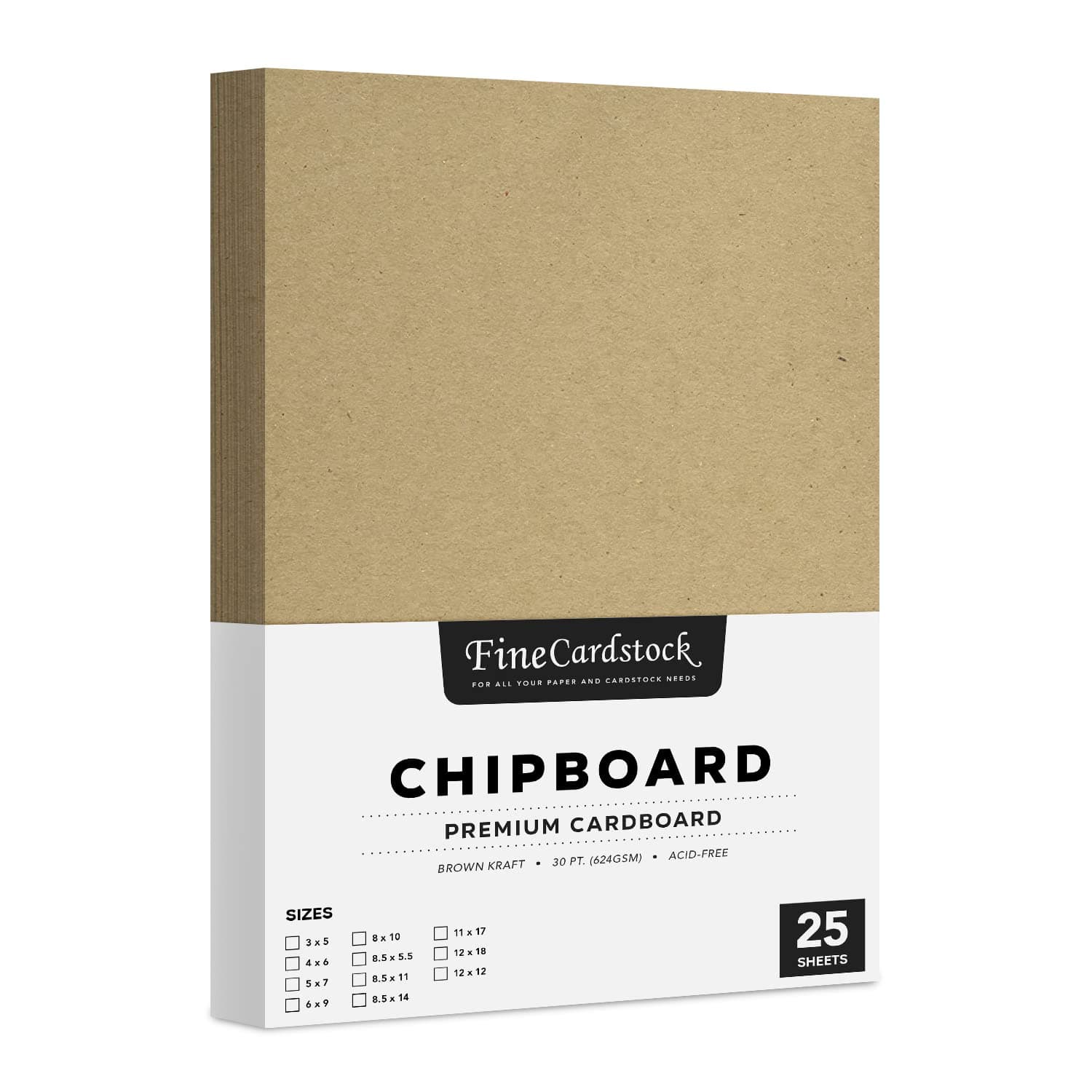 Brown Kraft Chipboard – Medium Weight 30 Point (0.03 inch) Cardboard | Thick and Sturdy, Great for Arts and Crafts, Packaging, Scrapbooking, Notepad Backing | 25 Chipboard Sheets | 4" x 6"