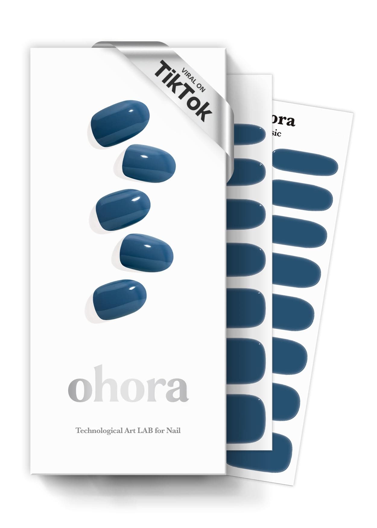 Ohora Semi Cured Gel Nail Strips - Cream Indigo, Solid, 30 Pcs, UV Lamp Compatible, Salon-Quality, Long-Lasting & Easy to Apply, Includes Prep Pads, Nail File & Stick
