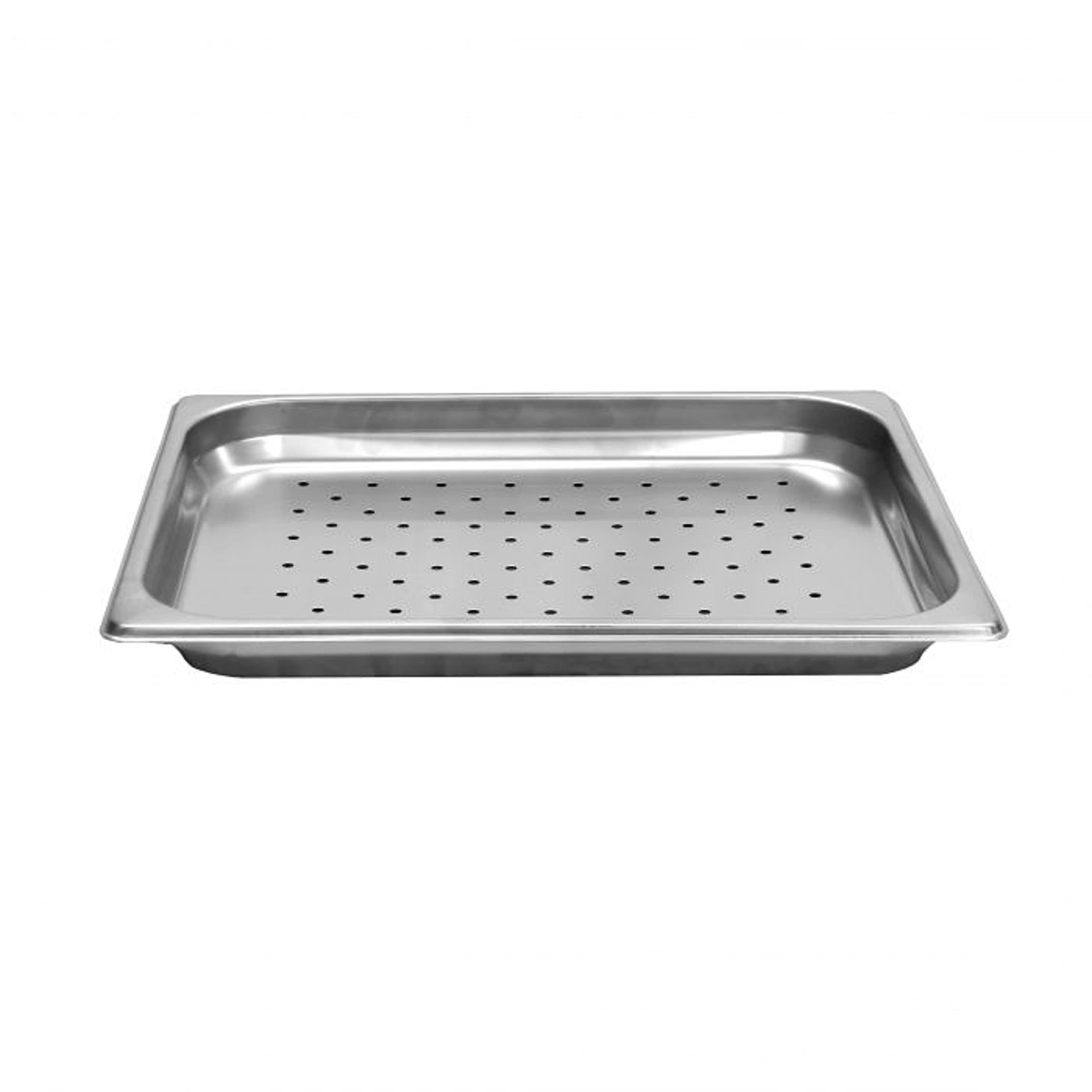 TrueCraftware-Half Size 1-1/4" Deep Perforated Stainless Steel Anti-Jamming Steam Pan 24 Gauge-Chafing Heavy-Duty Chafing Steam Table Pan Catering Storage Metal Food Pan