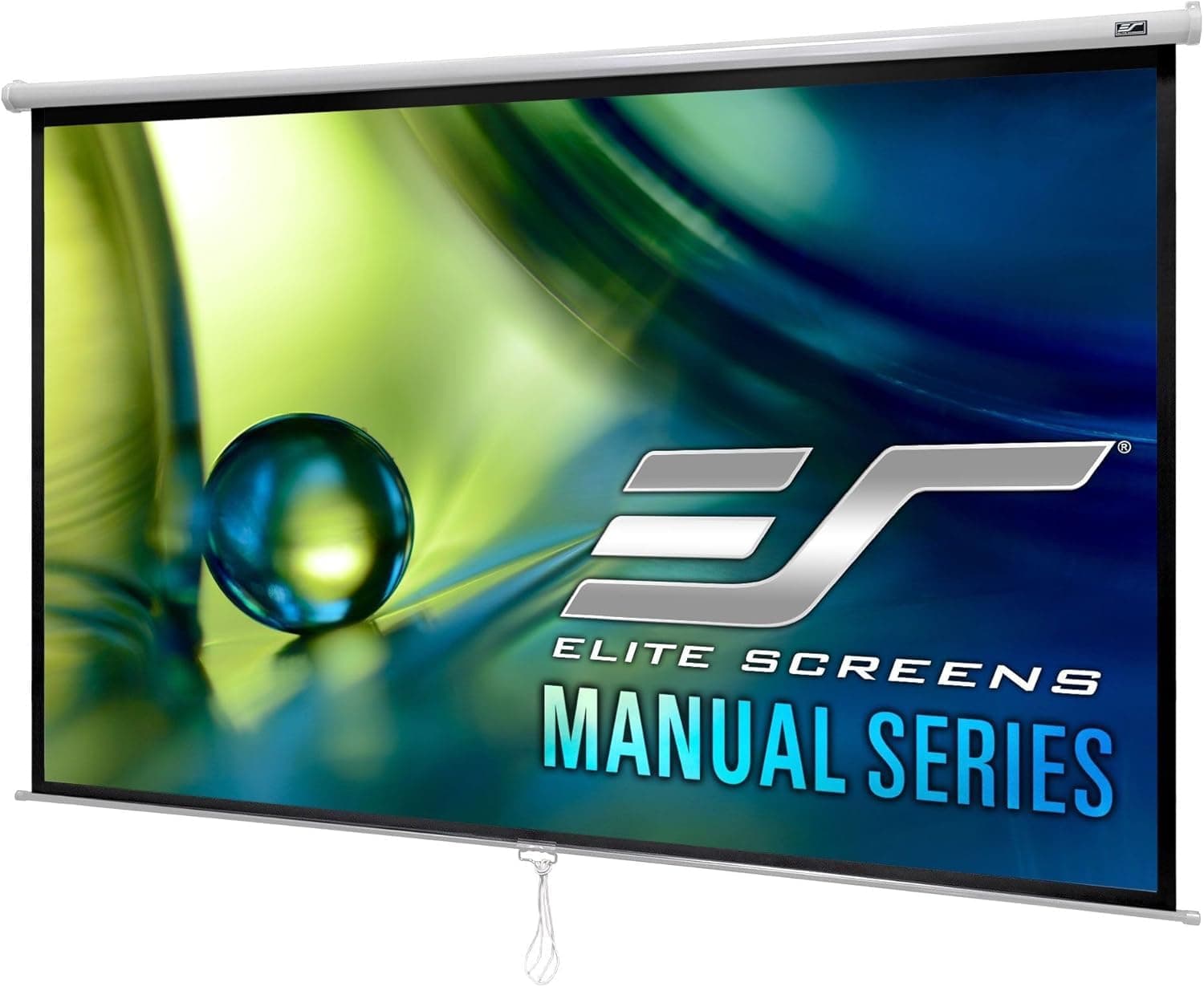 Elite Screens Manual Series, 80-INCH, 4:3 Aspect Ratio. Manual Pull Down Projector Screen with AUTO LOCK for Home Movie Theater, 8K / 4K Ultra HD 3D Ready, M80NWV, White