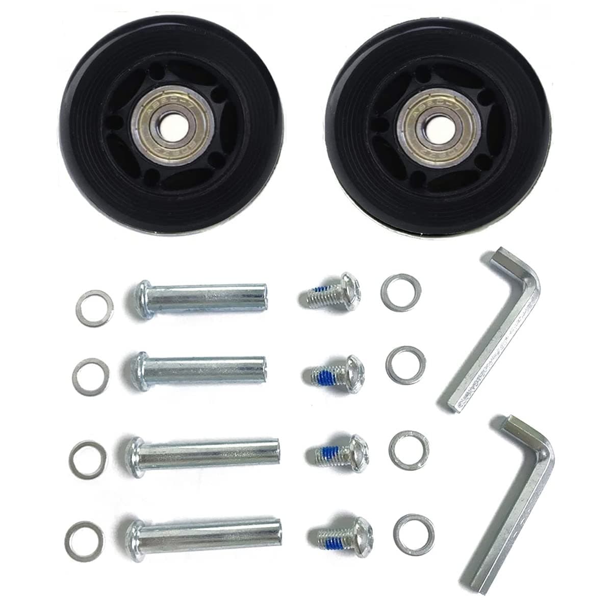 LOTOWELZON 2pcs Luggage Suitcase Replacement Wheels, 60mm Rubber Inline Roller Skate Wheels with 8mm(0.31") ABEC-7 608ZZ Bearings Repair Kits (Black, OD60xW18mm/2.36" x0.7)